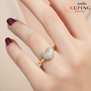 Ping Gold Band with Silver Heart Ring